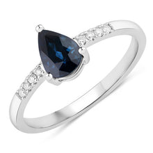 Load image into Gallery viewer, 0.86 Carat Genuine Blue Sapphire and White Diamond 14K White Gold Ring