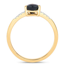 Load image into Gallery viewer, 0.86 Carat Genuine Blue Sapphire and White Diamond 14K Yellow Gold Ring