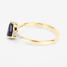 Load image into Gallery viewer, 0.86 Carat Genuine Blue Sapphire and White Diamond 14K Yellow Gold Ring