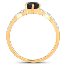 Load image into Gallery viewer, 1.14 Carat Genuine Blue Sapphire and White Diamond 14K Yellow Gold Ring