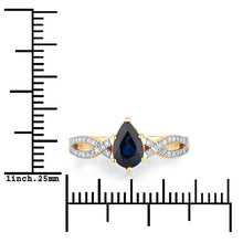 Load image into Gallery viewer, 1.14 Carat Genuine Blue Sapphire and White Diamond 14K Yellow Gold Ring