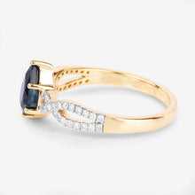 Load image into Gallery viewer, 1.14 Carat Genuine Blue Sapphire and White Diamond 14K Yellow Gold Ring