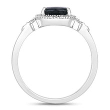 将图片加载到图库查看器,1.54 Carat Genuine Blue Sapphire and White Diamond 14K White Gold Ring