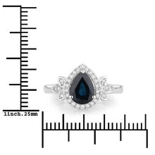 将图片加载到图库查看器,1.54 Carat Genuine Blue Sapphire and White Diamond 14K White Gold Ring