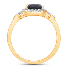 Load image into Gallery viewer, 1.54 Carat Genuine Blue Sapphire and White Diamond 14K Yellow Gold Ring