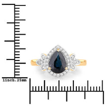 Load image into Gallery viewer, 1.54 Carat Genuine Blue Sapphire and White Diamond 14K Yellow Gold Ring