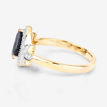 Load image into Gallery viewer, 1.54 Carat Genuine Blue Sapphire and White Diamond 14K Yellow Gold Ring