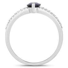 Load image into Gallery viewer, 1.49 Carat Genuine Blue Sapphire and White Diamond 14K White Gold Ring