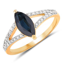 Load image into Gallery viewer, 1.50 Carat Genuine Blue Sapphire and White Diamond 14K Yellow Gold Ring