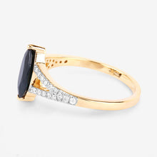Load image into Gallery viewer, 1.50 Carat Genuine Blue Sapphire and White Diamond 14K Yellow Gold Ring
