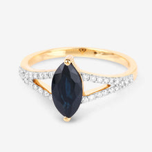 Load image into Gallery viewer, 1.50 Carat Genuine Blue Sapphire and White Diamond 14K Yellow Gold Ring