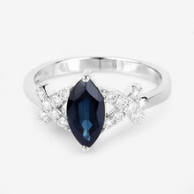 Load image into Gallery viewer, 1.50 Carat Genuine Blue Sapphire and White Diamond 14K White Gold Ring