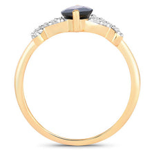 Load image into Gallery viewer, 1.50 Carat Genuine Blue Sapphire and White Diamond 14K Yellow Gold Ring