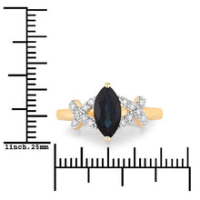 Load image into Gallery viewer, 1.50 Carat Genuine Blue Sapphire and White Diamond 14K Yellow Gold Ring