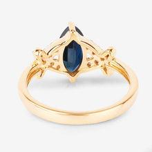 Load image into Gallery viewer, 1.50 Carat Genuine Blue Sapphire and White Diamond 14K Yellow Gold Ring