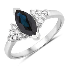 将图片加载到图库查看器,1.47 Carat Genuine Blue Sapphire and White Diamond 14K White Gold Ring