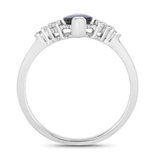 将图片加载到图库查看器,1.47 Carat Genuine Blue Sapphire and White Diamond 14K White Gold Ring