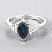将图片加载到图库查看器,1.47 Carat Genuine Blue Sapphire and White Diamond 14K White Gold Ring