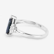 将图片加载到图库查看器,1.47 Carat Genuine Blue Sapphire and White Diamond 14K White Gold Ring