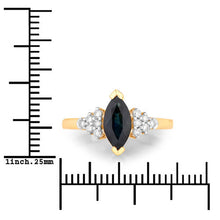 Load image into Gallery viewer, 1.47 Carat Genuine Blue Sapphire and White Diamond 14K Yellow Gold Ring