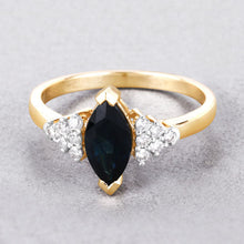 Load image into Gallery viewer, 1.47 Carat Genuine Blue Sapphire and White Diamond 14K Yellow Gold Ring