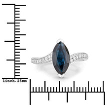 Load image into Gallery viewer, 2.26 Carat Genuine Blue Sapphire and White Diamond 14K White Gold Ring