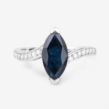 Load image into Gallery viewer, 2.26 Carat Genuine Blue Sapphire and White Diamond 14K White Gold Ring