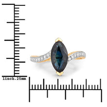 Load image into Gallery viewer, 2.26 Carat Genuine Blue Sapphire and White Diamond 14K Yellow Gold Ring
