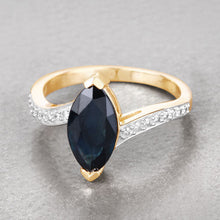 Load image into Gallery viewer, 2.26 Carat Genuine Blue Sapphire and White Diamond 14K Yellow Gold Ring