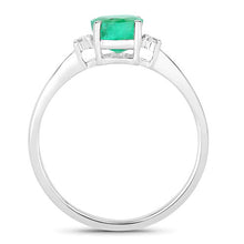 Load image into Gallery viewer, 0.71 Carat Genuine Zambian Emerald and White Diamond 14K White Gold Ring