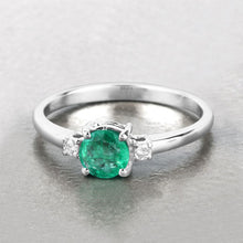 Load image into Gallery viewer, 0.71 Carat Genuine Zambian Emerald and White Diamond 14K White Gold Ring