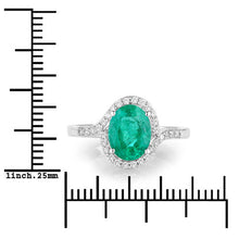 Load image into Gallery viewer, 1.92 Carat Genuine Zambian Emerald and White Diamond 14K White Gold Ring