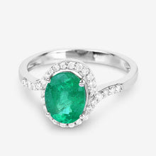 Load image into Gallery viewer, 1.92 Carat Genuine Zambian Emerald and White Diamond 14K White Gold Ring