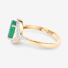 Load image into Gallery viewer, 1.92 Carat Genuine Zambian Emerald and White Diamond 14K Yellow Gold Ring