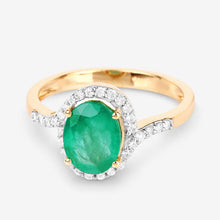 Load image into Gallery viewer, 1.92 Carat Genuine Zambian Emerald and White Diamond 14K Yellow Gold Ring