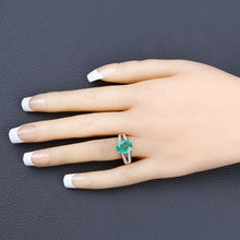 将图片加载到图库查看器,2.29 Carat Genuine Zambian Emerald and White Diamond 14K Yellow Gold Ring