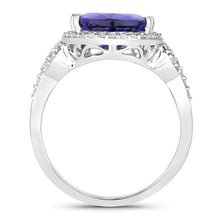 Load image into Gallery viewer, 5.78 Carat Genuine Tanzanite and White Diamond 14K White Gold Ring