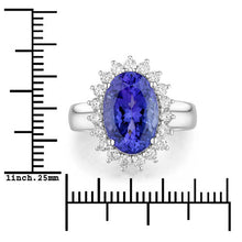 Load image into Gallery viewer, 5.92 Carat Genuine Tanzanite and White Diamond 14K White Gold Ring
