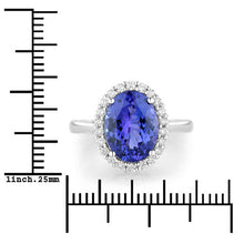 Load image into Gallery viewer, 3.95 Carat Genuine Tanzanite and White Diamond 14K White Gold Ring