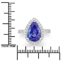 Load image into Gallery viewer, 4.46 Carat Genuine Tanzanite and White Diamond 14K White Gold Ring