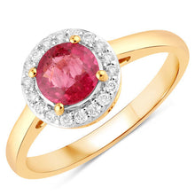 Load image into Gallery viewer, 1.12 Carat Genuine Ruby and White Diamond 14K Yellow Gold Ring