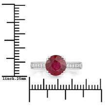 将图片加载到图库查看器,2.20 Carat Genuine Ruby and White Diamond 14K White Gold Ring