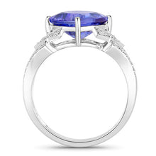Load image into Gallery viewer, 3.43 Carat Genuine Tanzanite and White Diamond 14K White Gold Ring