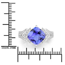 Load image into Gallery viewer, 3.43 Carat Genuine Tanzanite and White Diamond 14K White Gold Ring