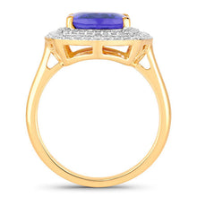 Load image into Gallery viewer, 4.84 Carat Genuine Tanzanite and White Diamond 14K Yellow Gold Ring