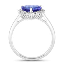 Load image into Gallery viewer, 2.60 Carat Genuine Tanzanite and White Diamond 14K White Gold Ring