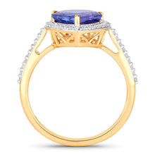 Load image into Gallery viewer, 2.49 Carat Genuine Tanzanite and White Diamond 14K Yellow Gold Ring