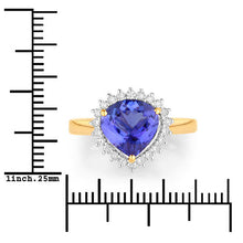 Load image into Gallery viewer, 2.68 Carat Genuine Tanzanite and White Diamond 14K Yellow Gold Ring