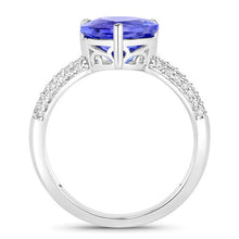 Load image into Gallery viewer, 3.18 Carat Genuine Tanzanite and White Diamond 14K White Gold Ring