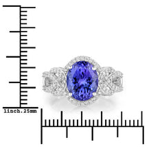 Load image into Gallery viewer, 4.08 Carat Genuine Tanzanite and White Diamond 14K White Gold Ring